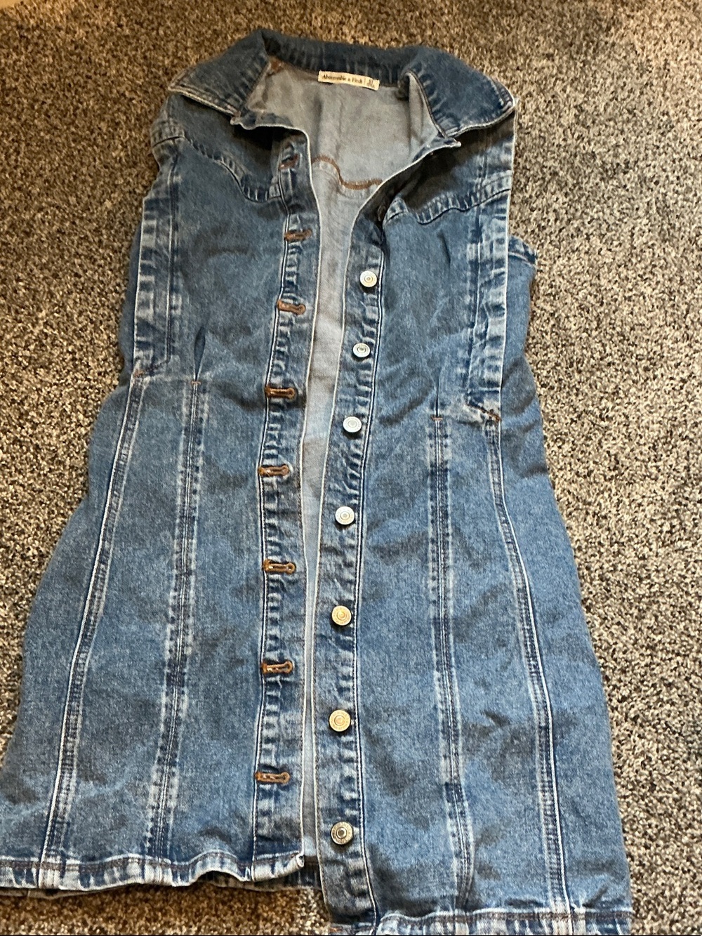 Abercrombie & Fitch Medium Blue Denim Button-Front Dress